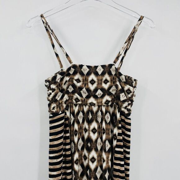 Soma Size XS Brown & Cream Mixed Geometric Print Adjustable Strap Maxi Dress - Picture 6 of 7